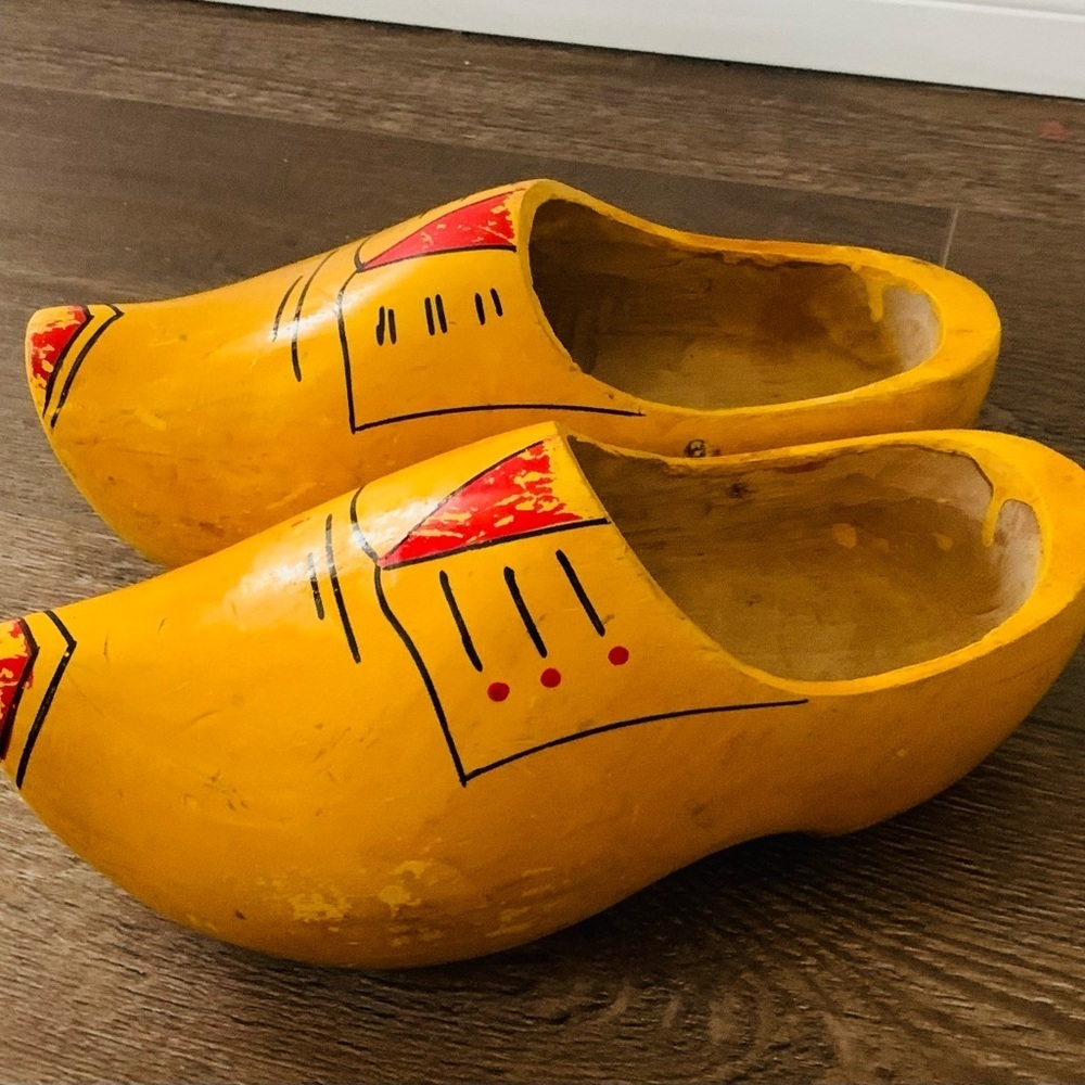 Wooden hand carved shoes